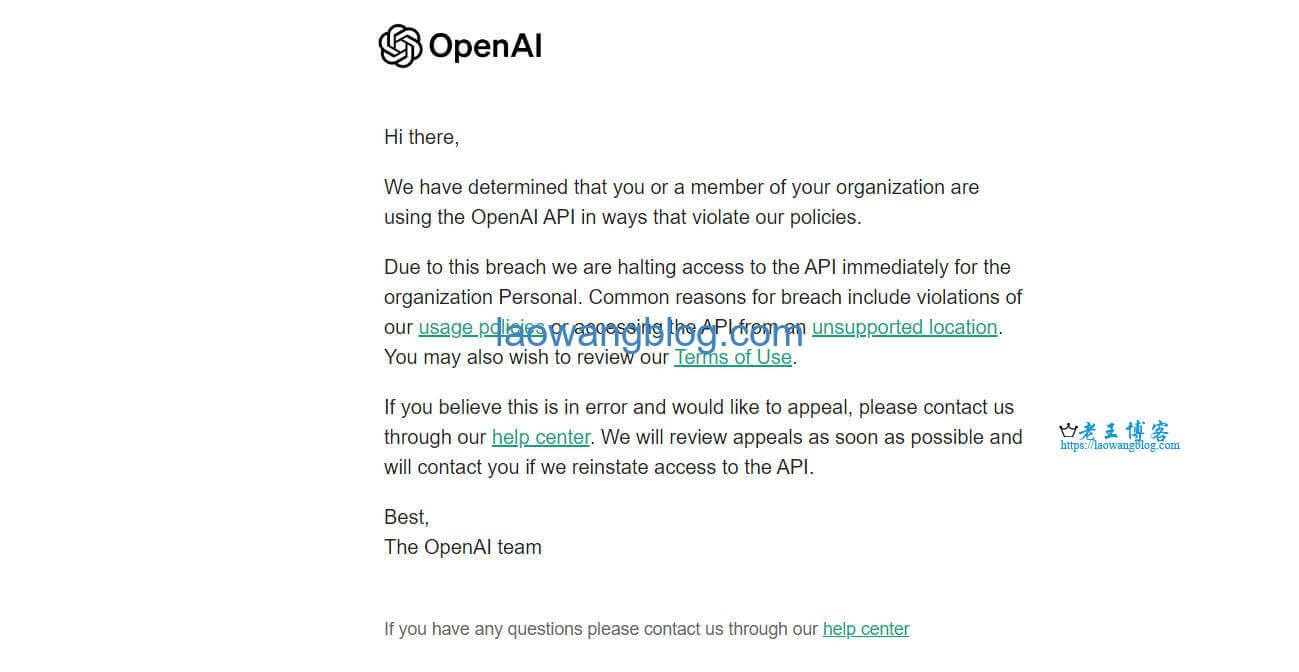 OpenAI ChatGPT 账号被封